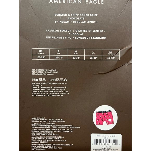 NWT AMERICAN EAGLE Scratch & Sniff Boxer Brief 6" Inseam Sz M Chocolate - Picture 4 of 4